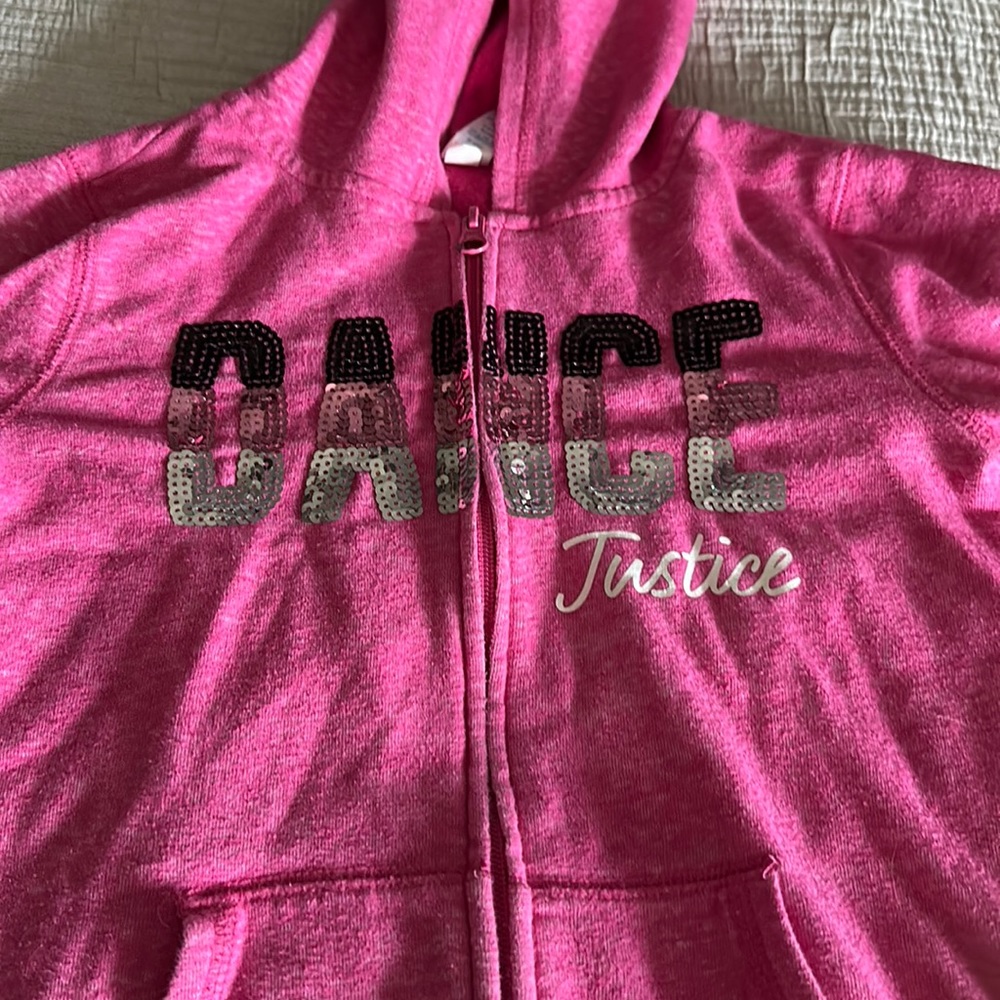 Justice size 6/7 girls zip up dance hoodie